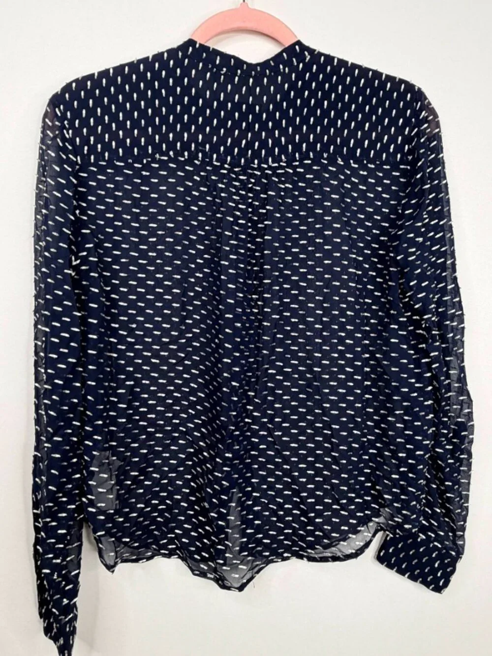 J. Crew Dot and Dot Sheer Blouse Long Sleeve Navy 2 #A2869